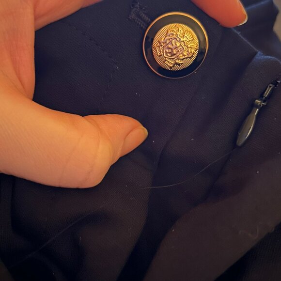 Ann Taylor Navy Gold Button Dress Pants Women’s 8 Work Slim Trousers - Picture 11 of 15